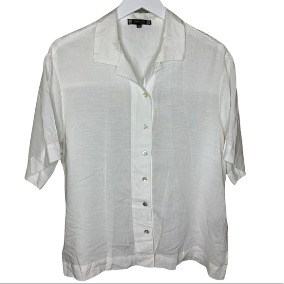 C’EST MOI Boxy Fit Button Down Blouse Ivory One Size (XS-Large) - Picture 1 of 12